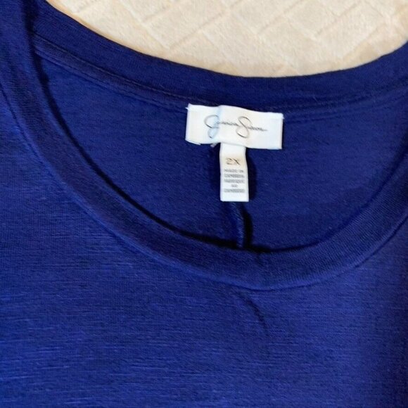 Jessica Simpson Womens 2X Long Midi Dress Blue Short Cap Sleeve Casual - Picture 2 of 10